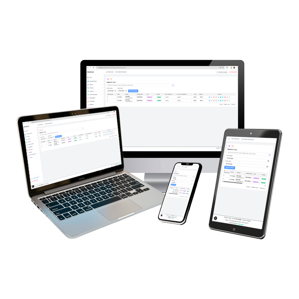 SolvexSoft en múltiples dispositivos - Dashboard de gestión empresarial